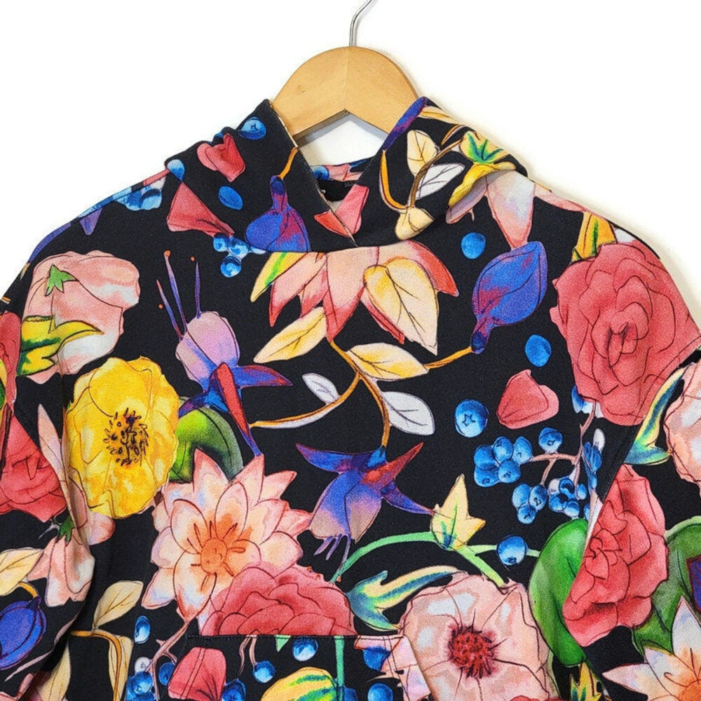 Desigual Floral Tropical Sweatshirt Hooded Kangaroo Front Pocket Lightweight S - Picture 3 of 15